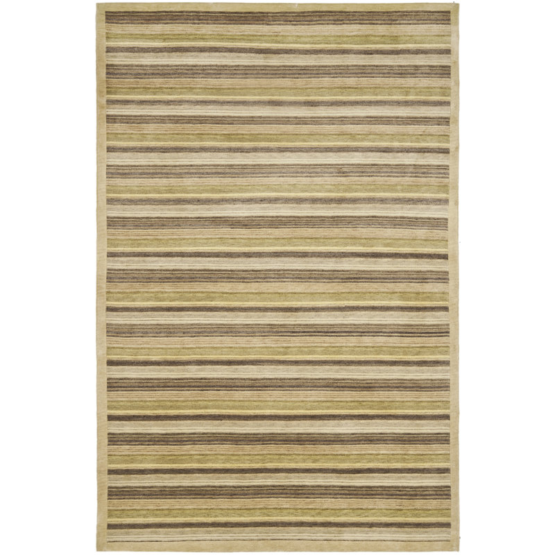 Luxurious Hand-Knotted Geometric Wool-Silk 8' x 10' Area Rug