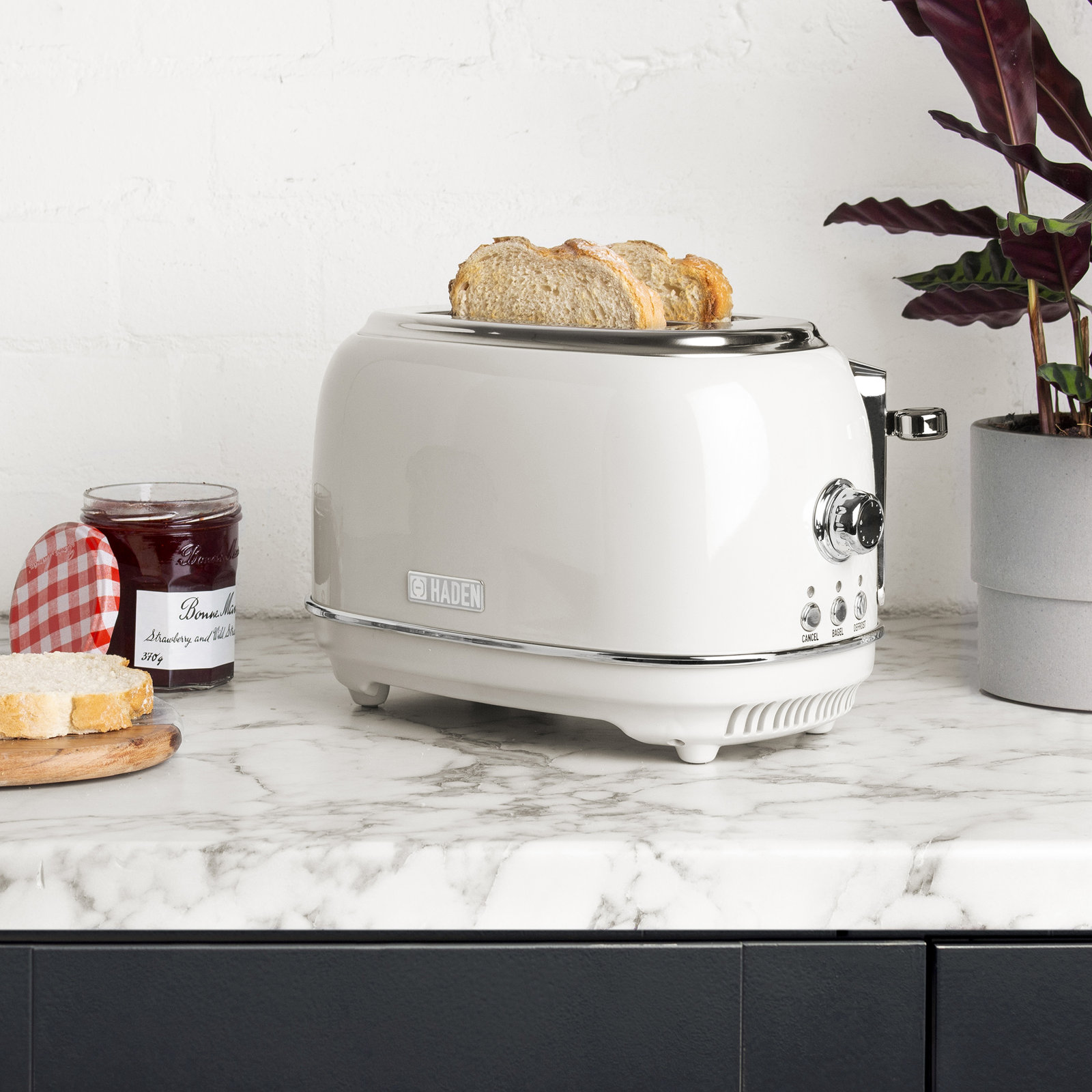 HADEN Heritage 2-Slice Wide Slot Toaster, Ivory White