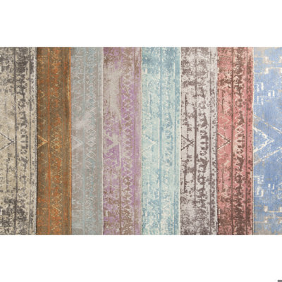 Tapis rose et brun en laine délavé touffeté à la main Statesboro