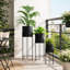 Set of 3 Black Metal Planters with Stands, Tall Indoor Plant Pots