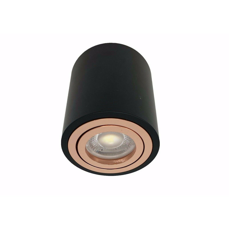 Meridan Flush Mount, Black/Rosegold