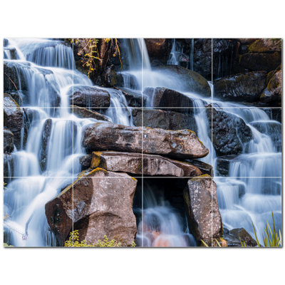 Murale en céramique satinée 6 "x 6" Waterfalls Photo