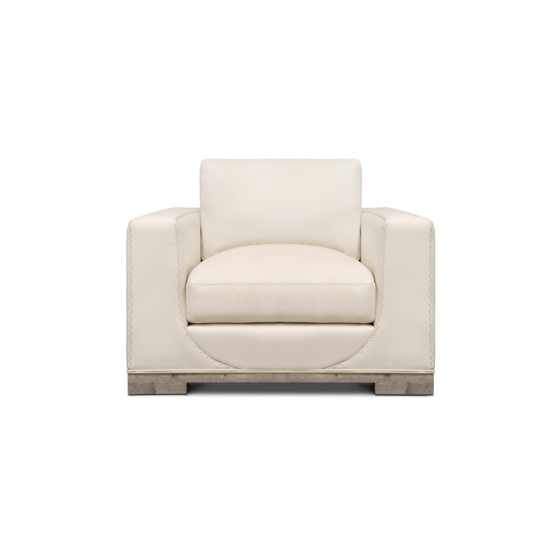 Cassidy Leather Chair And A Half, Ivory (Cartier), Nutmeg