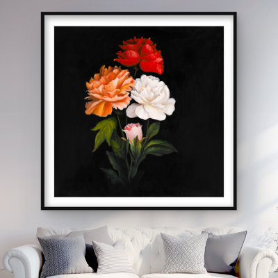 Three Beautiful Rose Flowers - Botanical Framed Print Decor