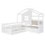 Lit House avec canapé, lit plateforme pour enfants avec deux tiroirs et tablette de rangement-1043740929