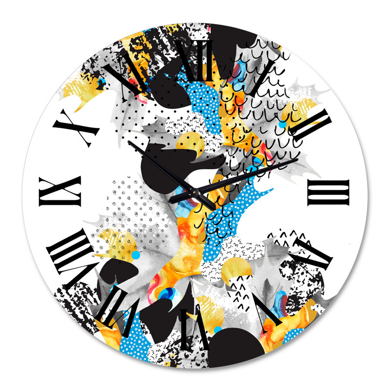 Minimal Formes fluides dans le style Bauhaus Memphis - horloge murale moderne, Surdimensionné