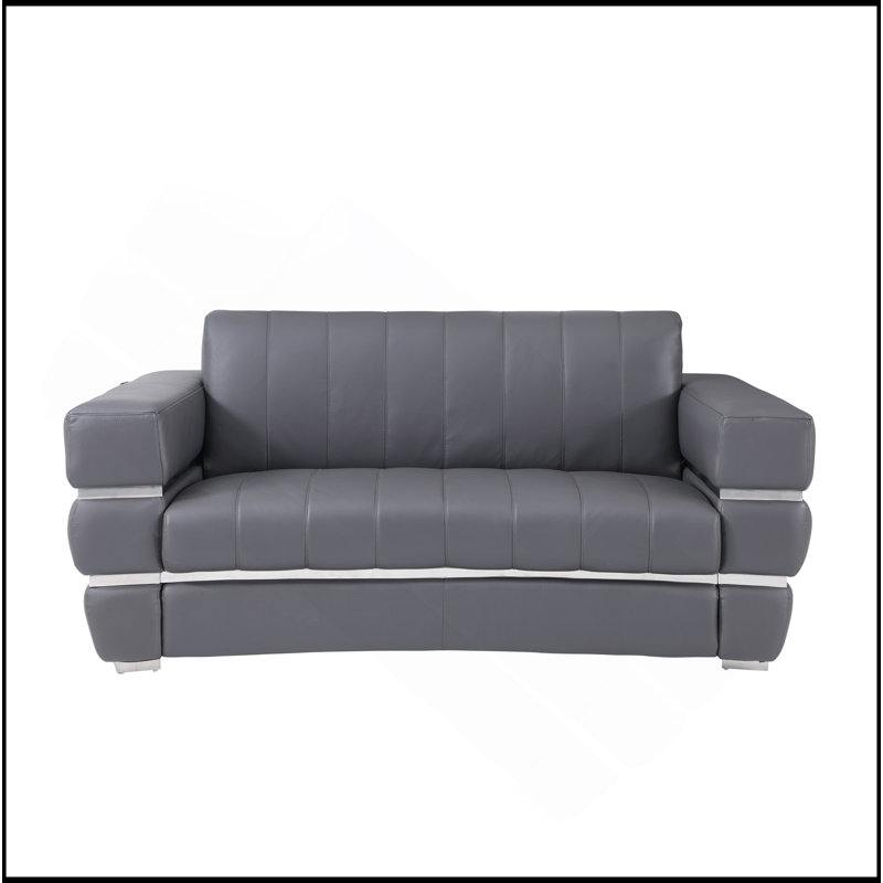 Causeuse en cuir italien Global United, Gris foncé