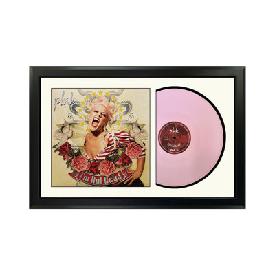 Disque rose encadré «I'm Not Dead» avec passe-partout blanc