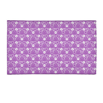 Tapis mauve/blanc, cercles et vagues