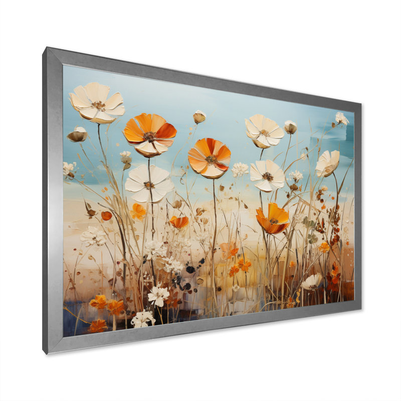 «Meadow Expressive Fields Pointillism I», reproduction sur toile, Cadre photo argenté, H 30 po x l 40 po x P 1,5 po