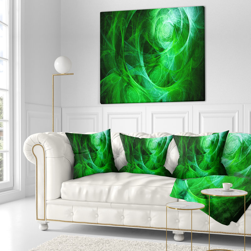 Texture de ciel orageux vert - coussin imprimé abstrait, 18 po x 18 po, Coussin décoratif
