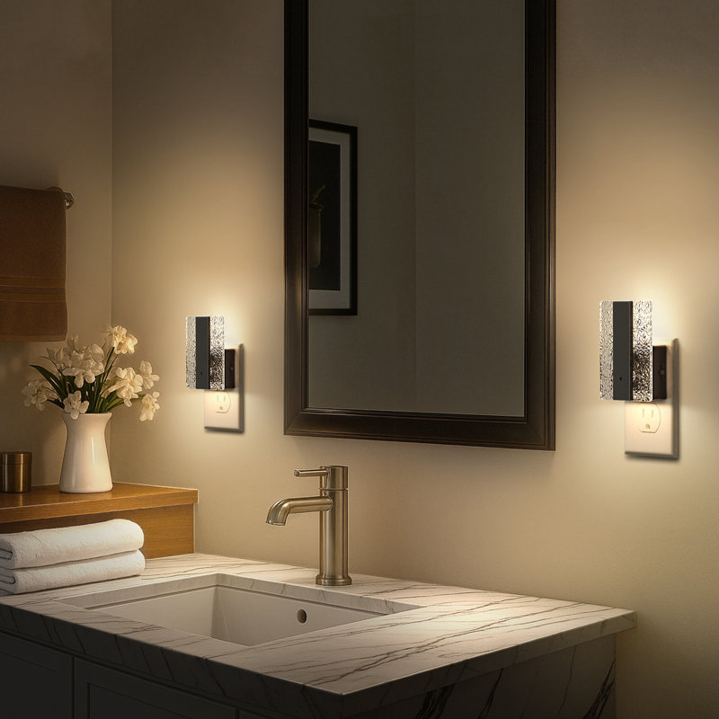 2 Pack Black Warm White 3000K Modern Square Night Light