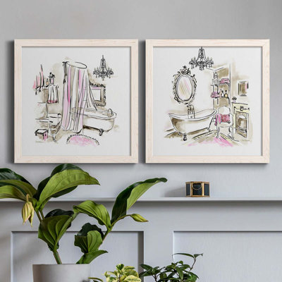 «Pink Opulence I», ensemble de 2 peintures sur toile encadrées