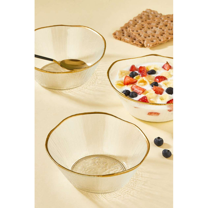 Ensemble de bols élégants en verre (6 pièces), couleur transparente, 6,0 pouces | 100% verre durable | Parfait pour servir, mélanger et exposer | Idéal pour la maison, la cuisine et le divertissement, design élégant et polyvalent