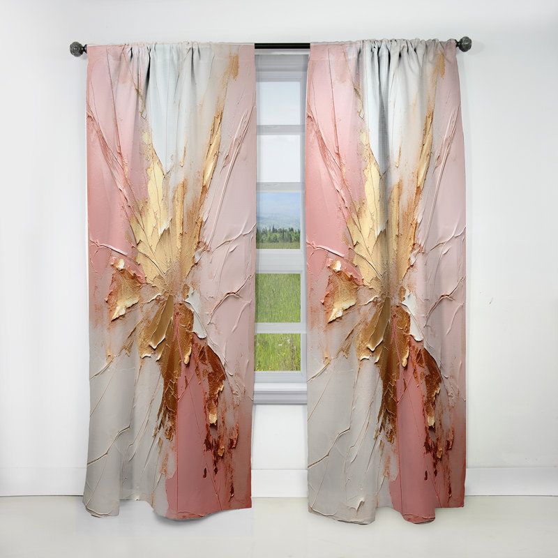 Gold And Pink Paint Fusion - Abstract Painting Blackout Abstract Curtain - 1 Panel, 52" W x 108" L