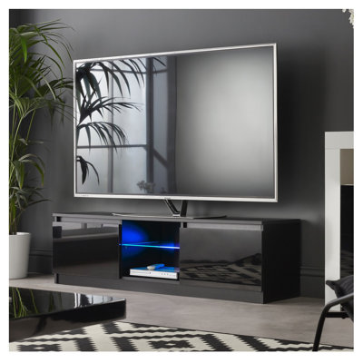 Amato TV Stand with Lights for TVs up to 65", Glossy Doors