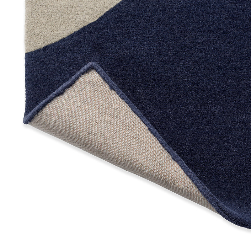 Wool Geometric Area Rug in Navy, Rectangle 6'7" x 9'2"