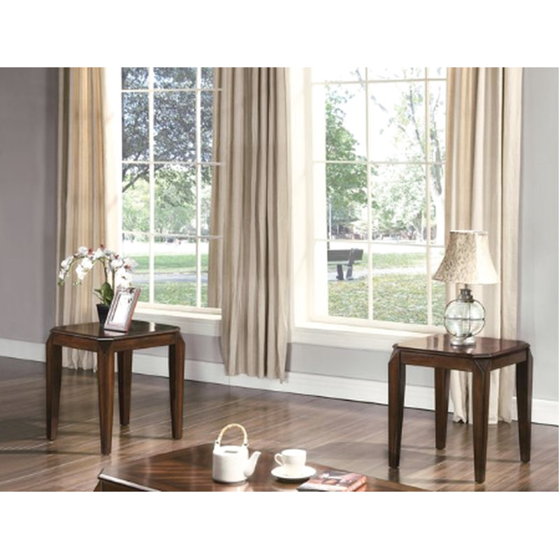 Walnut 3Pc Table Collection, Rectangular Coffee Shelf Addition, Square End Tables, Fascinating Parquet Pattern, Wood Tops & In Chic Walnut, Facility, Enticing