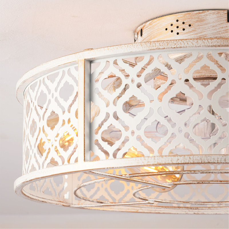 Ventilateurs de plafond en fer 20 po avec télécommande, ventilateur de plafond encastré pour chambre à coucher, salon - ampoules non incluses