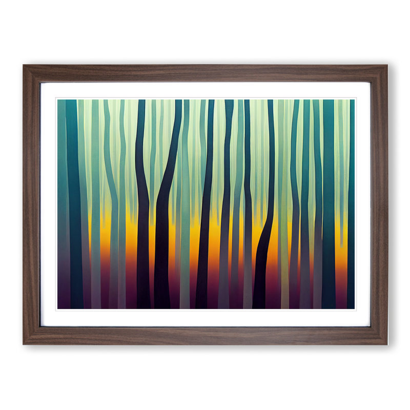 Mind Blowing Abstract Forest - Single Picture Frame Painting, 46cm H x 64cm W x 2cm D, Walnut