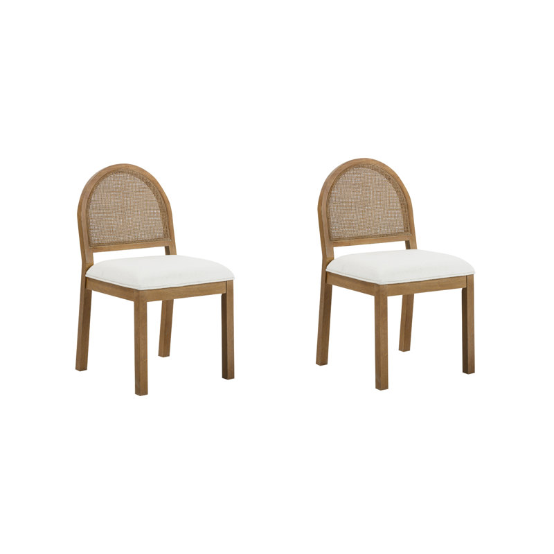 Bailey Light Brown Linen Upholstered Side Chair with Cane Back