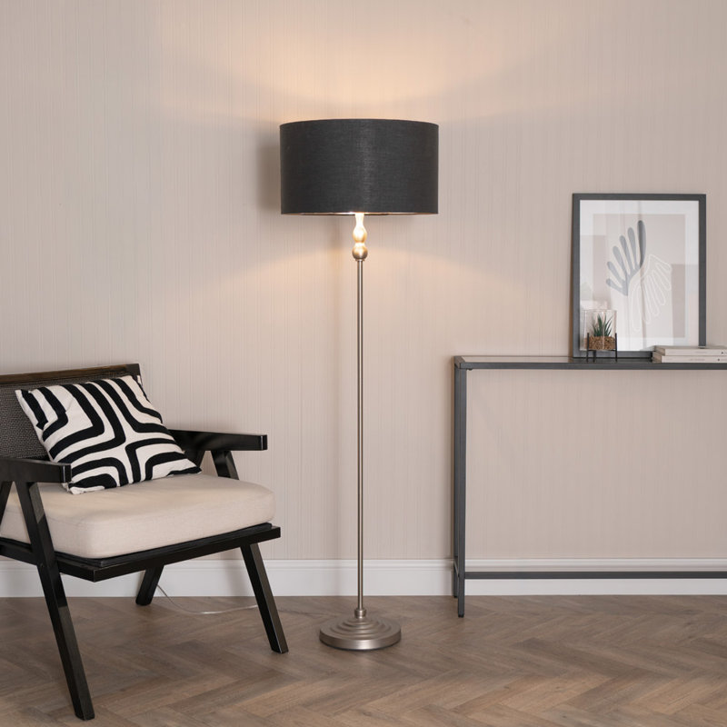 Darthea 151cm Traditional Floor Lamp, Brushed, No, Grey