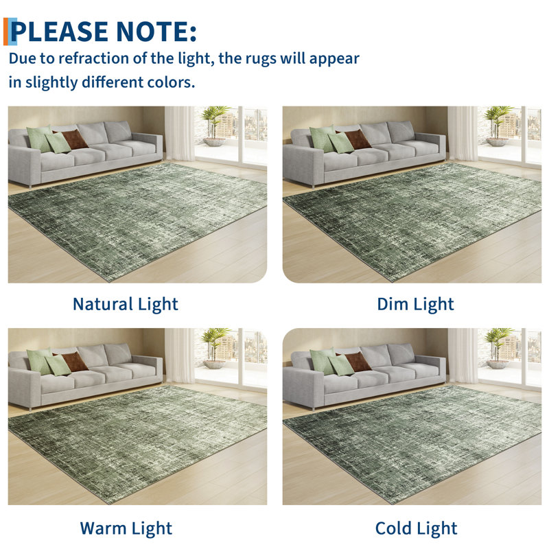 Abstract Machine Printed Area Rug, Rectangle 120 x 170 cm, Green