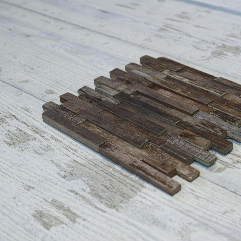 Natural Finish Reclaimed Boat Wood Mosaic Wall Tile