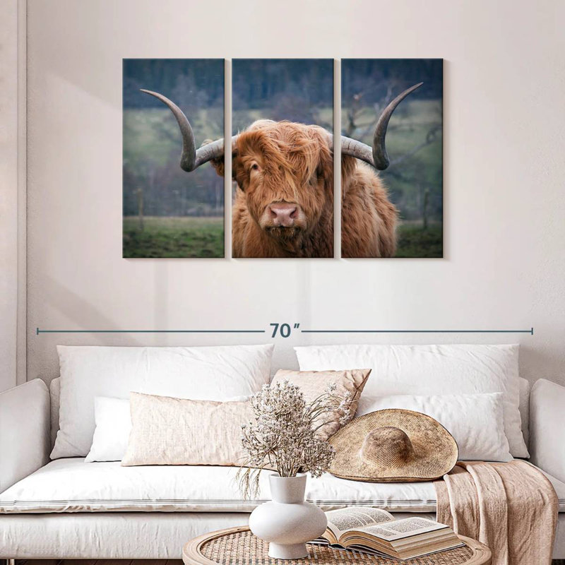 Brampt Wooly Highland Cow, H 42 po x l 65 po