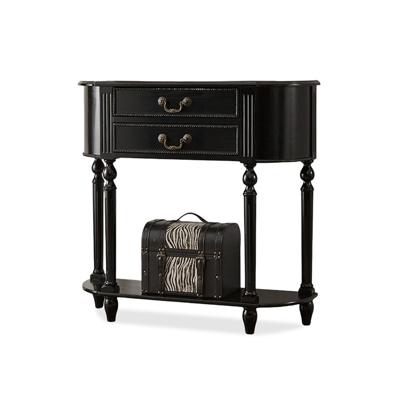 Black Solid Wood Console Table, 35.43" H x 35.43" W x 11.81" D