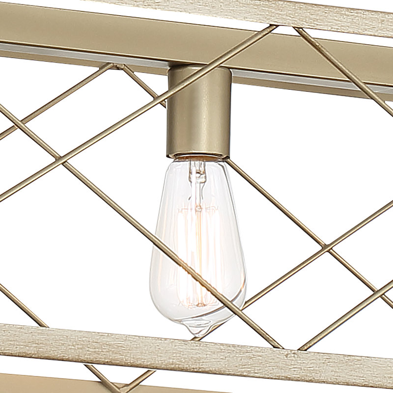 Lustre linéaire pour îlot de cuisine à intensité variable Evys, Zinc vieilli, 7, 109" H x 48" W x 7.87" D