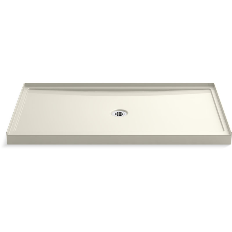 Kohler Rely 34" x 60" Single-Threshold Shower Base with Center Drain, Biscuit