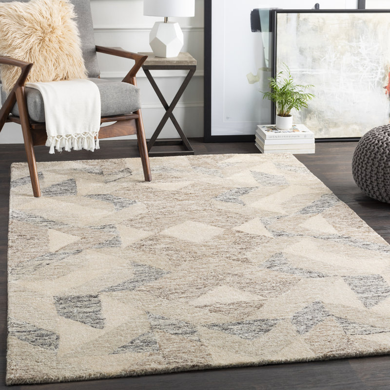 Chaput Hand Tufted Geometric Indoor Rug, Rectangle 5' x 7'6"