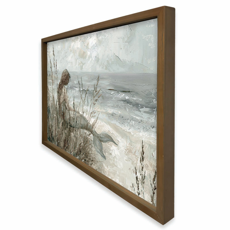 Sirène côtière, impression encadrée marron 24 x 18
