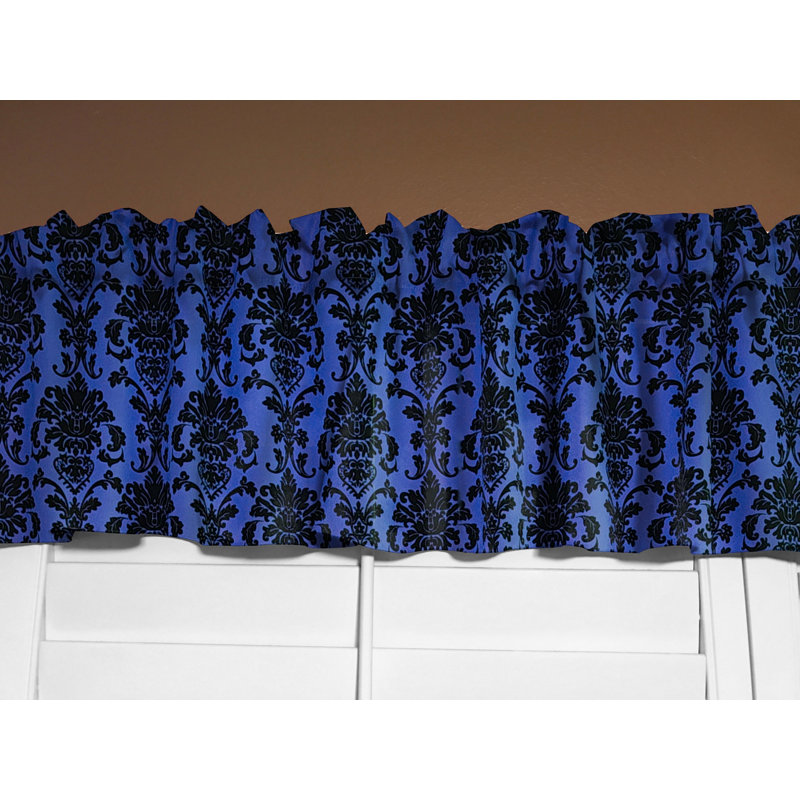 Cantonnière florale en damas 58 po, L 58 po x L 18 po, Bleu royal