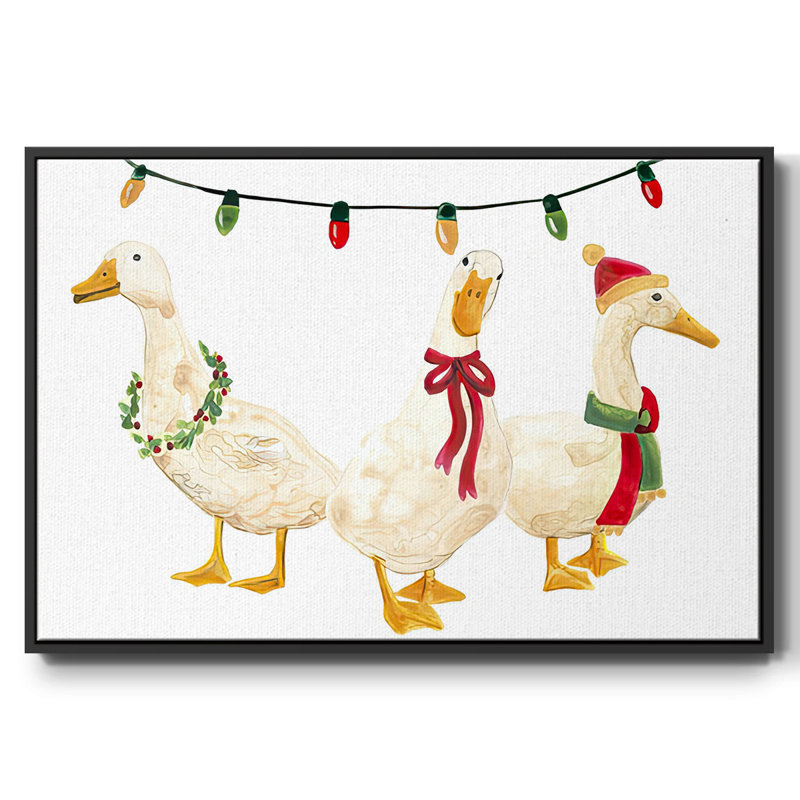 Merry Quackmas Collection A, reproduction d'art sur toile, H 25 po x l 37 po x P 1,5 po, Cadre noir