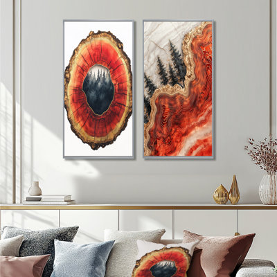Chemin forestier de la pierre opale de feu I - Collection d'art mural 2 panneaux