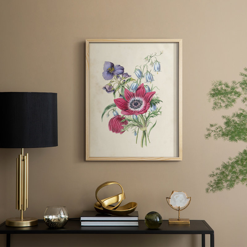 Antique Garden Bouquet I, reproduction encadrée - bois massif, H 21 po x l 17 po