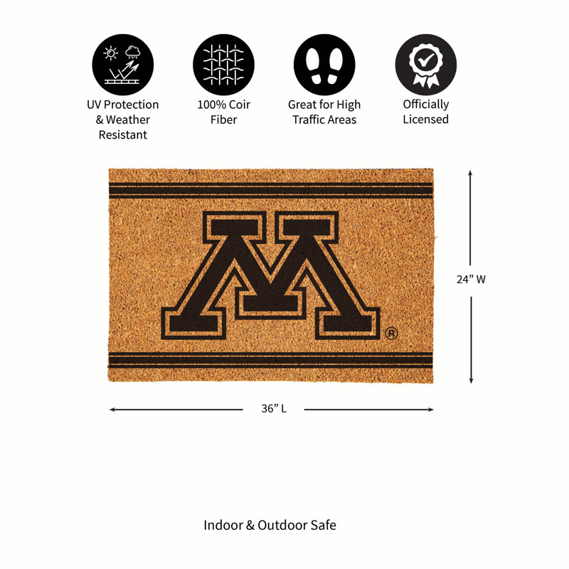 Grand tapis couleur coco de l'Université du Minnesota, 36 po x 24 po
