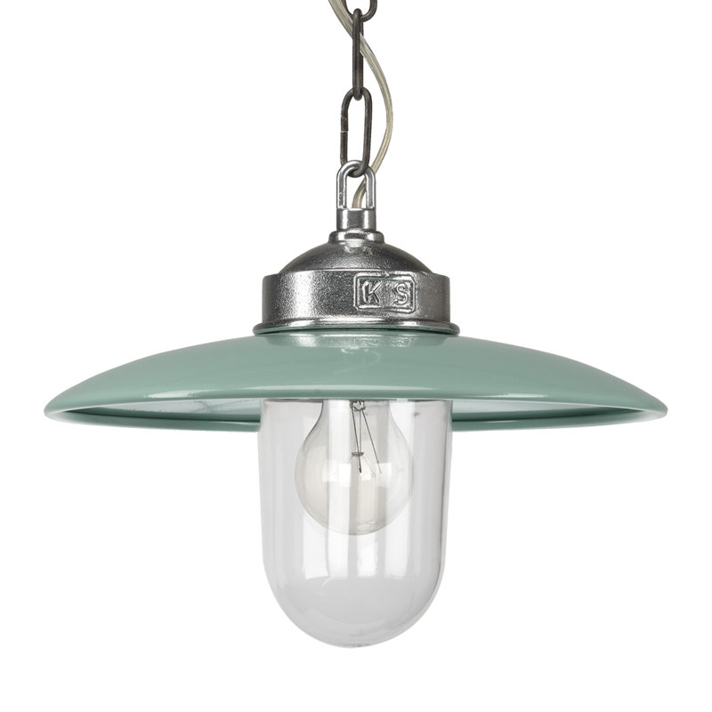 Solingen 1 - Light Brushed Nickel Dome Pendant, Mint Green