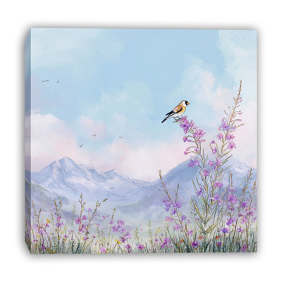 Wildflower Morning Bird Wrapped Canvas Wall Art