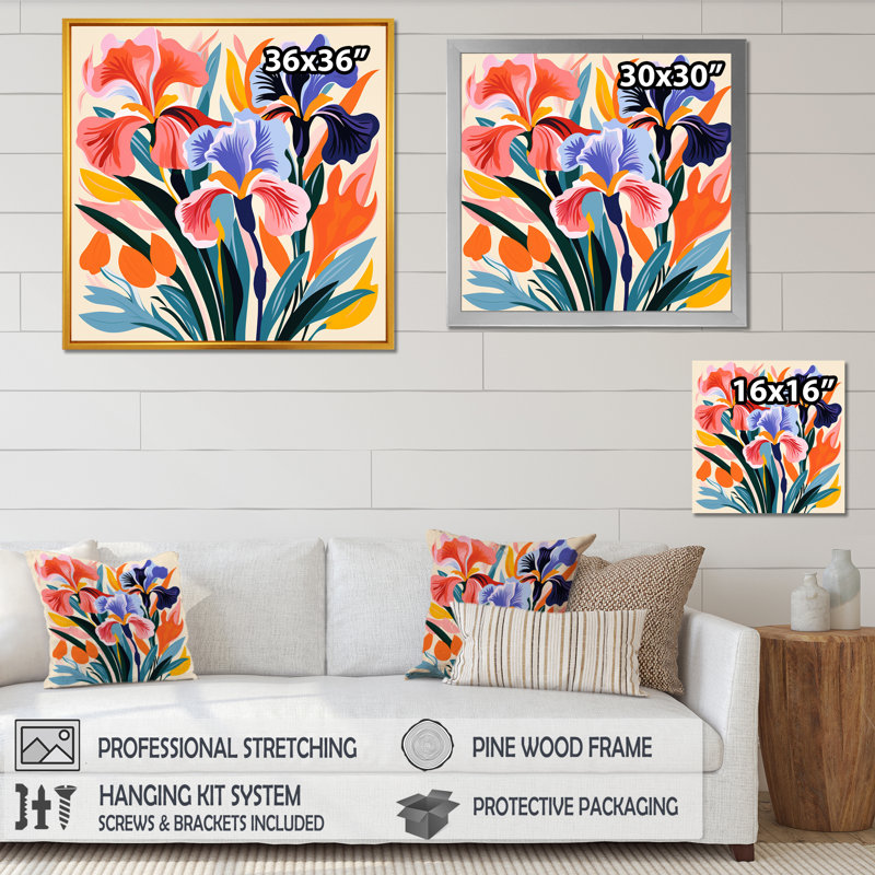 Art mural Henri Matisse, Cadre flottant doré, H 16 po x l 16 po x P 1 po