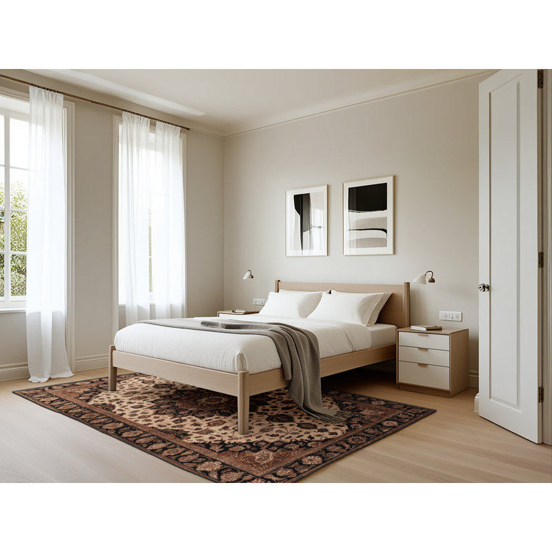 Tapis brun lavable à la machine, Rectangle 5 pi x 7 pi