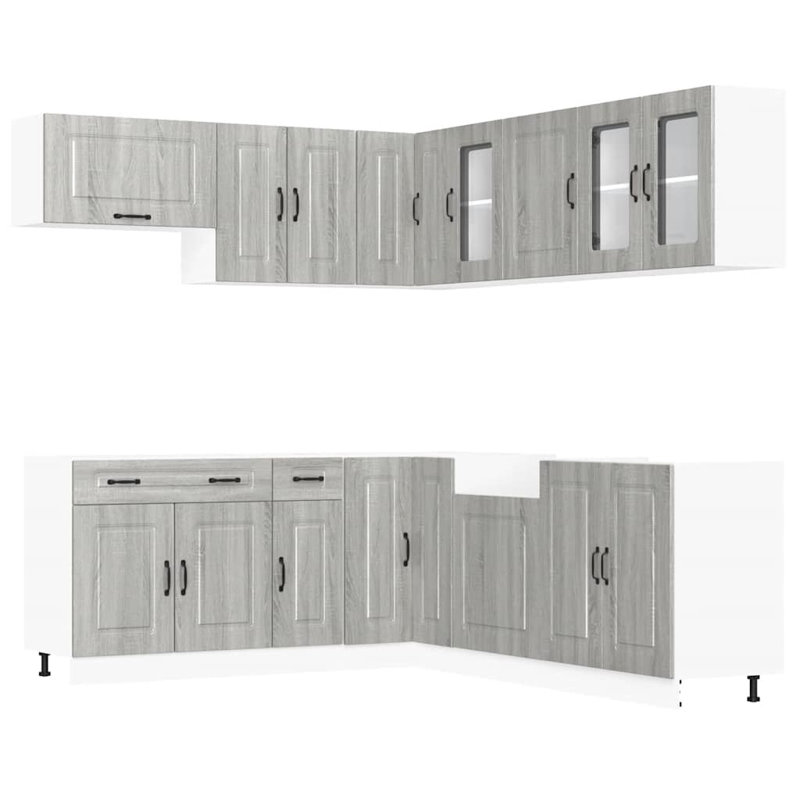 Kalmar Kitchen Cabinet Set, Grey Sonoma