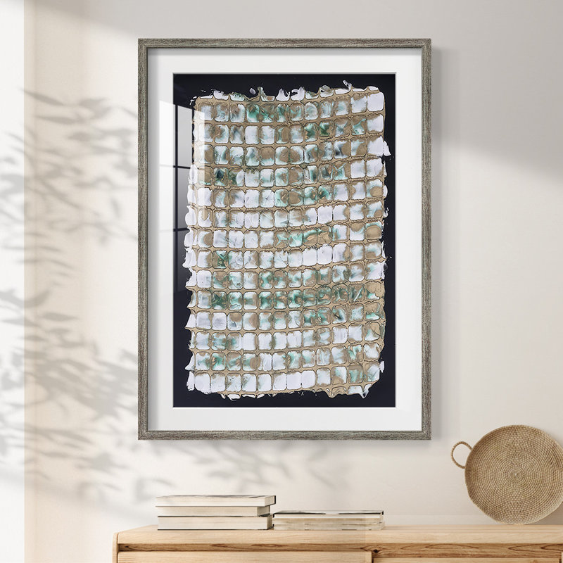 Printed Mercurial III - Matted and Framed Under Acrylic Glass, Large Living Room Wall Art, 25.5" H x 17.5" W, Distressed