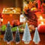 Mini sapin de Noël artificiel 20 pouces avec flocons de neige, pommes de pin, grappes de baies et branches givrées pour les décorations des Fêtes