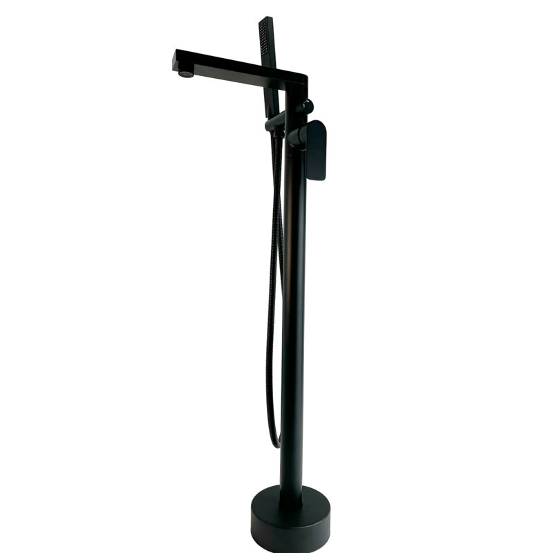 Robinet de baignoire autoportant avec douche à main Venus - noir mat, Noir mat, Standard