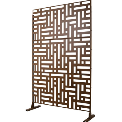 Écran d'intimité en métal brun de H 76 po de largeur pour terrasse, balcon et intimité. Extérieur et intérieur. , Rouille - Fabrication. Options de placement polyvalentes. Structure d'installation simple. Placement.