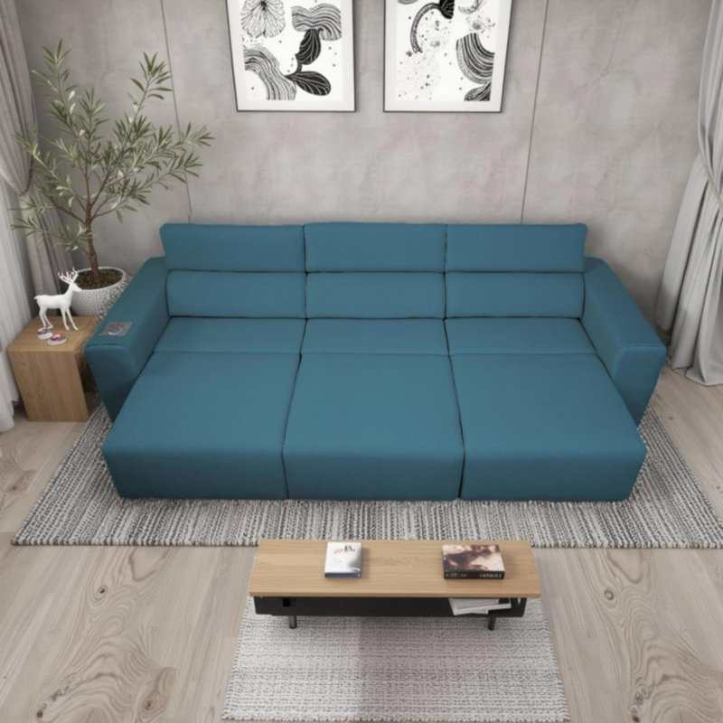 Canapé inclinable électrique avec stéréo Bluetooth, recharge sans fil et conception modulaire pour un confort ultime., Blue