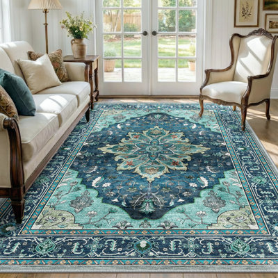 Tapis rétro antidérapant à motif médaillon Sunflower
